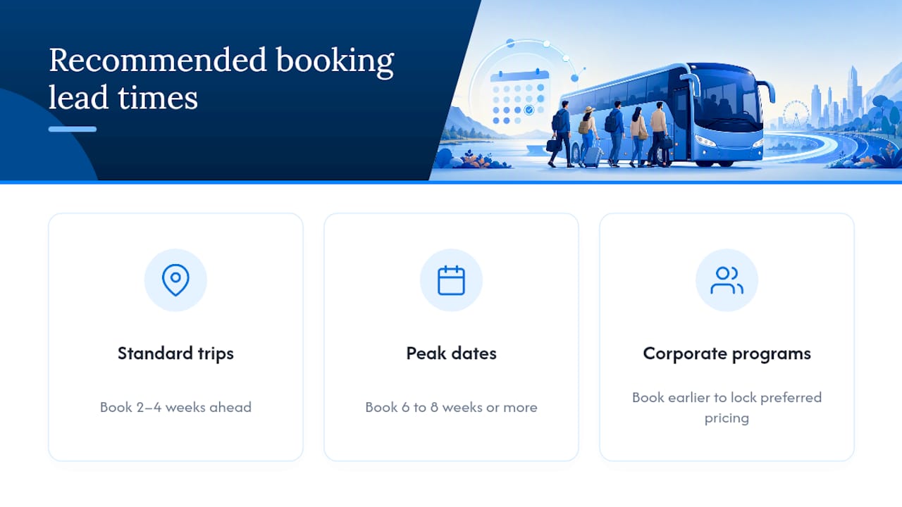 Booking lead times for charter bus trips