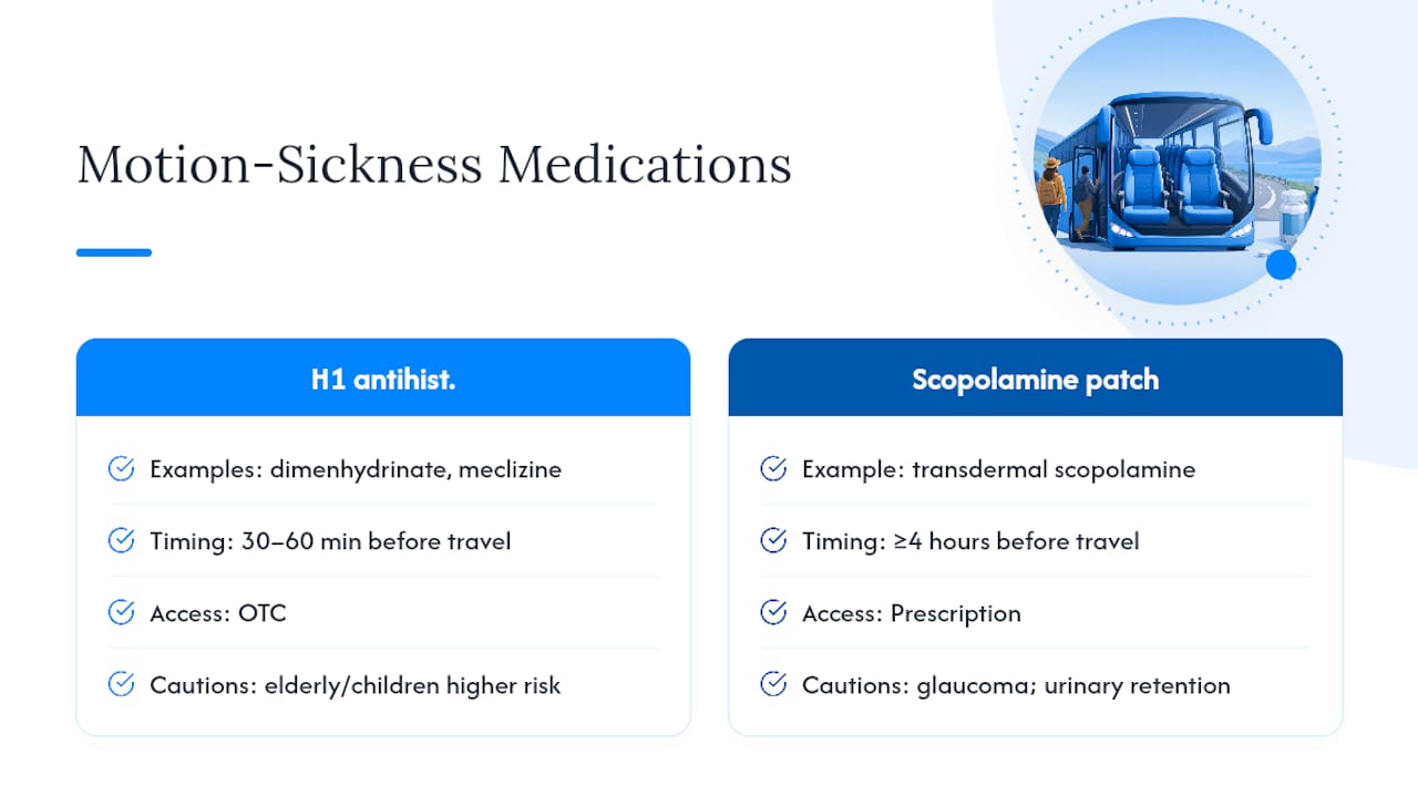 What Medications Work Best for Bus Motion Sickness? — overview diagram