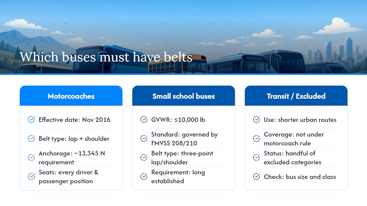 Seat Belts on Buses: What Federal Law Actually Requires — overview diagram