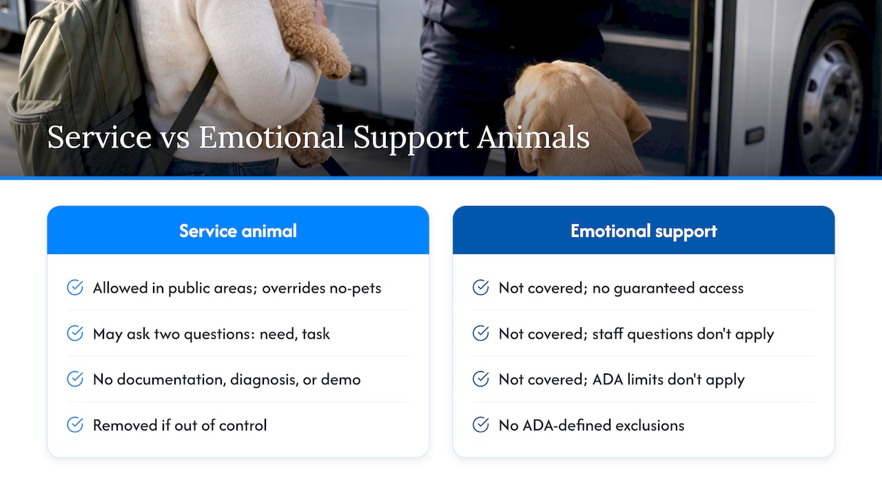 Service animal and emotional support animal rules
