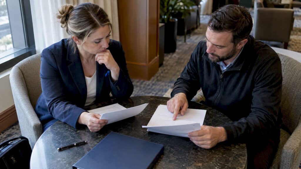 Planner reviewing a corporate shuttle quote